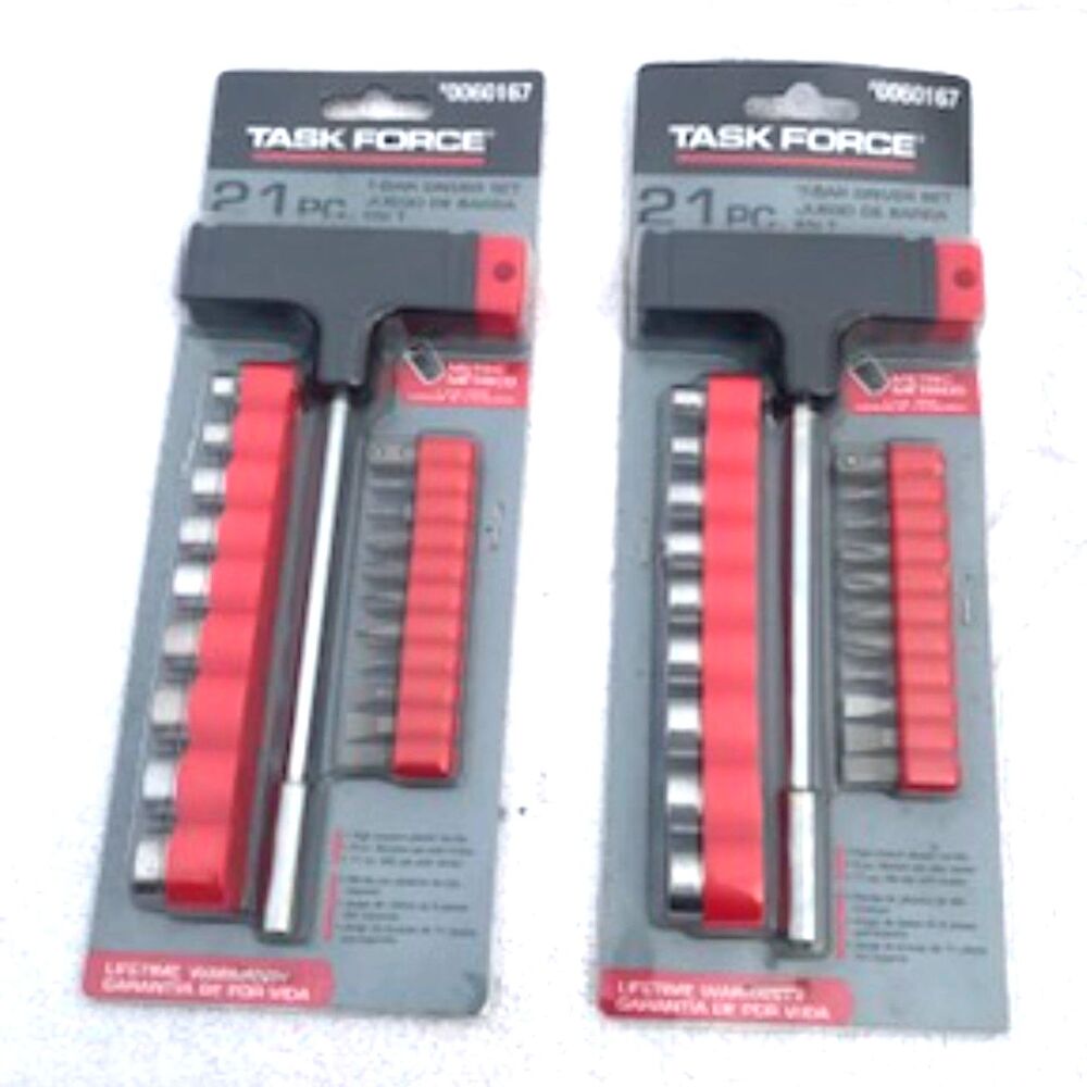 Tool Set . 21 Piece T-Bar Driver Assortment Set . Task Force . {2} Set Bundle